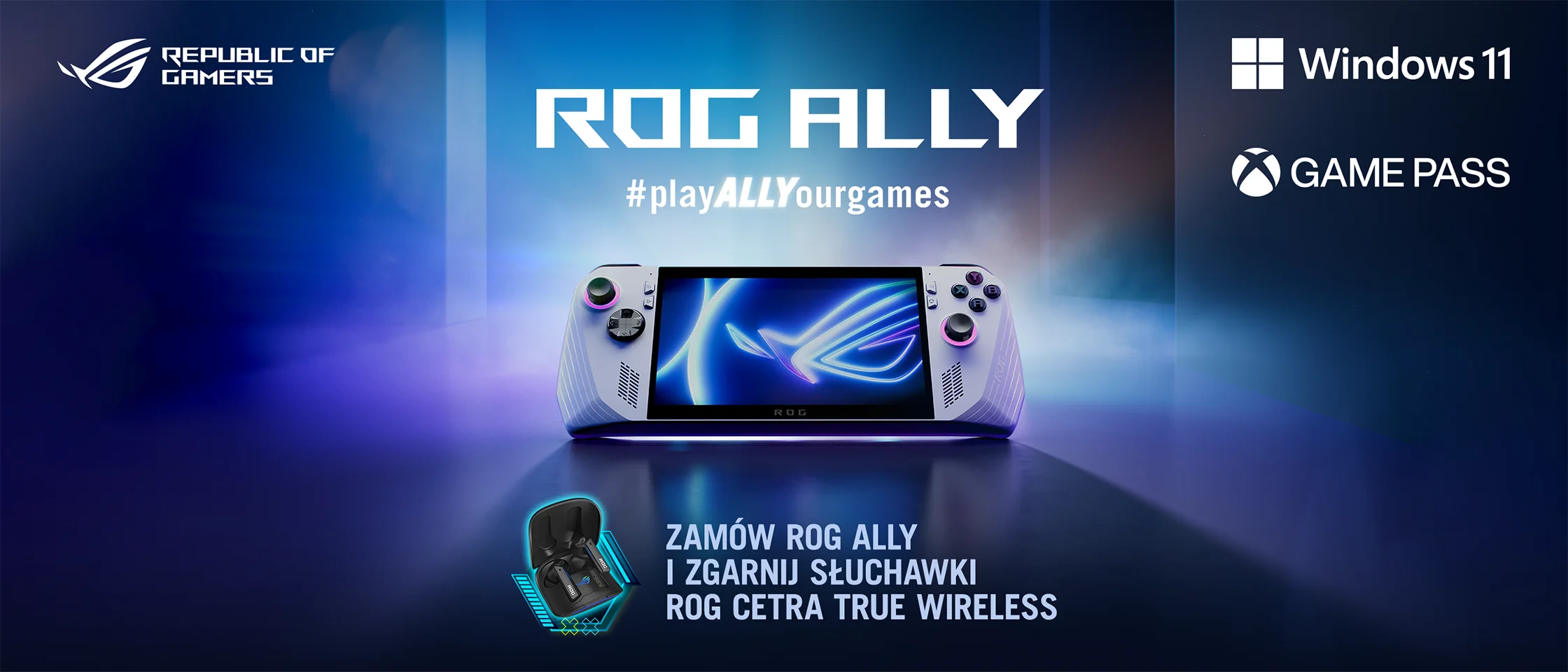 Zamów Rog ALLY i zgarnij słuchawki ROG CETRA TRUE WIRELESS